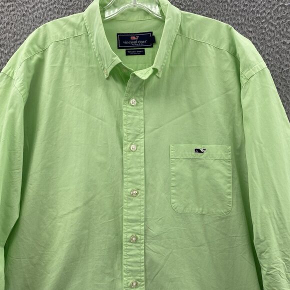 Vineyard Vines Shirt Men's XL Lime Green Slim Tucker Whale Button Down Preppy - Picture 3 of 11